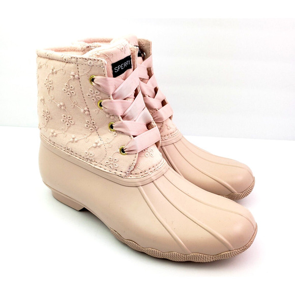 Sperry Top Sider Saltwater Youth Girls Size 6Y Pink Waterproof Duck Boots - Picture 1 of 12